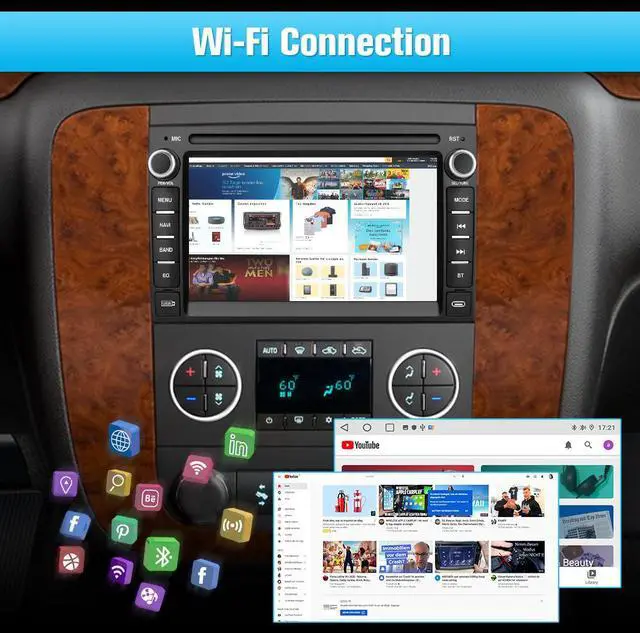 Alt view image 6 of 7 - litillbuly AWESAFE Android 13 Car Radio Stereo 7 inch Touchscreen for Chevrolet Silverado Tahoe GMC Sierra Yukon with Backup Camera & Bluetooth & Built-in Wireless CarPlay & Android Auto