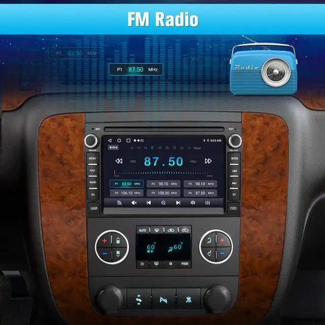 Alt view image 4 of 7 - litillbuly AWESAFE Android 13 Car Radio Stereo 7 inch Touchscreen for Chevrolet Silverado Tahoe GMC Sierra Yukon with Backup Camera & Bluetooth & Built-in Wireless CarPlay & Android Auto