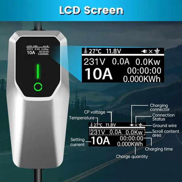 Alt view image 3 of 7 - litillbuly Portable Level 1 and Level 2 EV Charger (240V, 32A) with 26ft Charging Cable NEMA 14-50 5-20 for SAE-J1772 Electric Vehicles