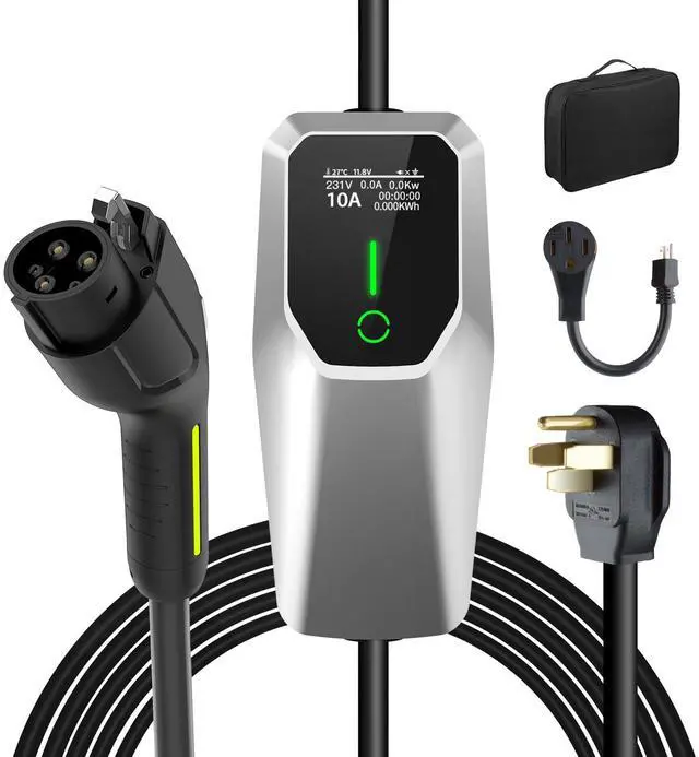 Main image of litillbuly Portable Level 1 and Level 2 EV Charger (240V, 32A) with 26ft Charging Cable NEMA 14-50 5-20 for SAE-J1772 Electric Vehicles