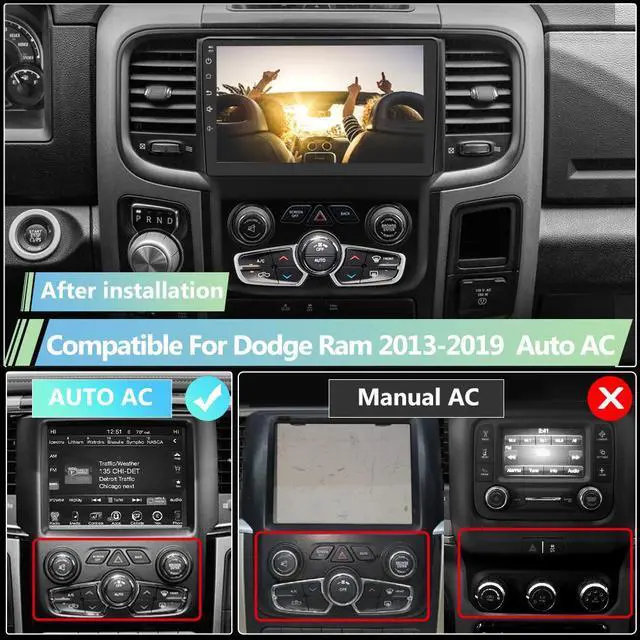 Alt view image 2 of 7 - litillbuly 9 inch Car Radio Stereo for Dodge Ram 2013-2019 1500 2500 3500 Built in Wireless Carplay/Android Auto with DSP BT GPS FM WiFi Automatic AC-2+32G