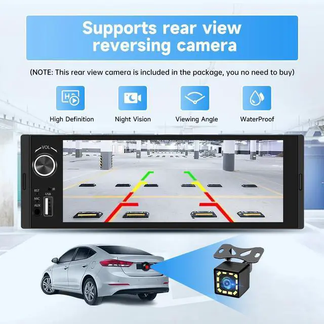 Alt view image 5 of 7 - litillbuly Single Din Car Stereo 6.36 Inch IPS HD Touchscreen Radio Wireless Carplay & Android Auto,with Bluetooth,Backup Camera,FM,EQ,Mirror Link,USB