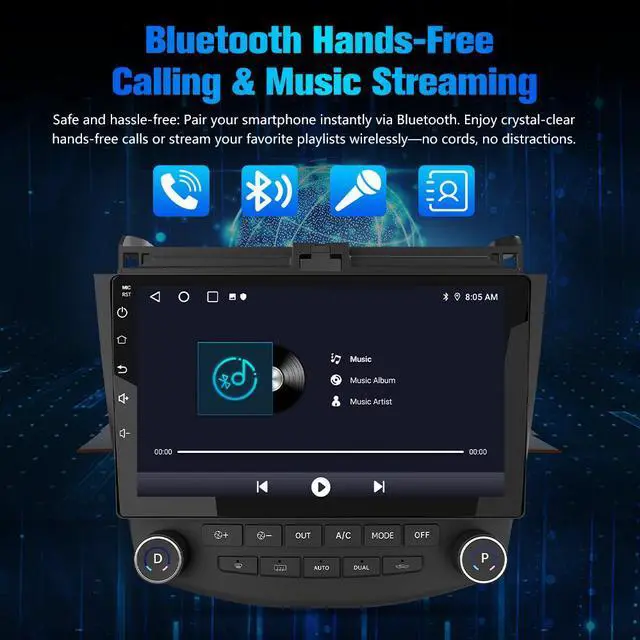 Alt view image 4 of 7 - litillbuly Android 13 Car Radio Stereo for Honda Accord 7th 2003-2007 with Built-in Wireless CarPlay & Android Auto-2+64G,with Backup Camera
