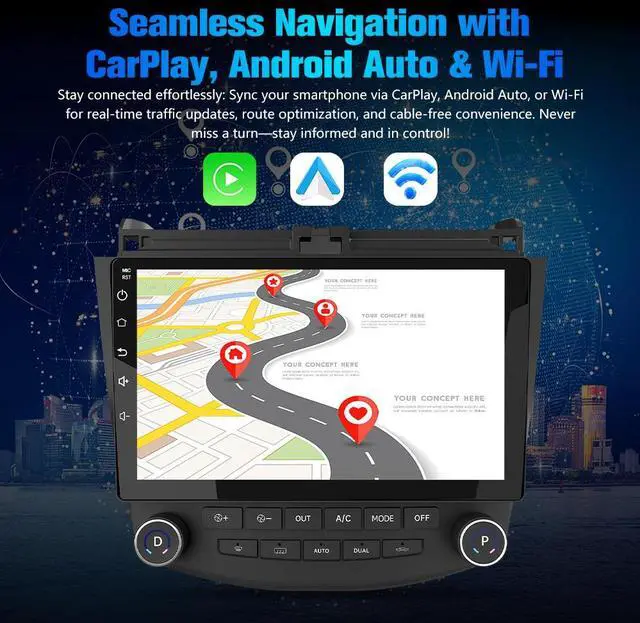 Alt view image 3 of 7 - litillbuly Android 13 Car Radio Stereo for Honda Accord 7th 2003-2007 with Built-in Wireless CarPlay & Android Auto-2+64G,with Backup Camera
