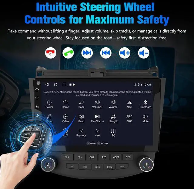 Alt view image 5 of 7 - litillbuly Android 13 Car Radio Stereo for Honda Accord 7th 2003-2007 with Built-in Wireless CarPlay & Android Auto-2+64G,with Backup Camera