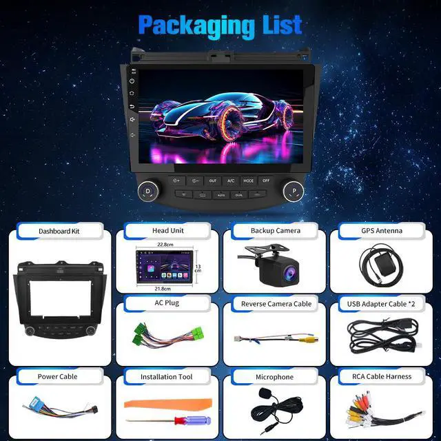 Alt view image 7 of 7 - litillbuly Android 13 Car Radio Stereo for Honda Accord 7th 2003-2007 with Built-in Wireless CarPlay & Android Auto-2+64G,with Backup Camera
