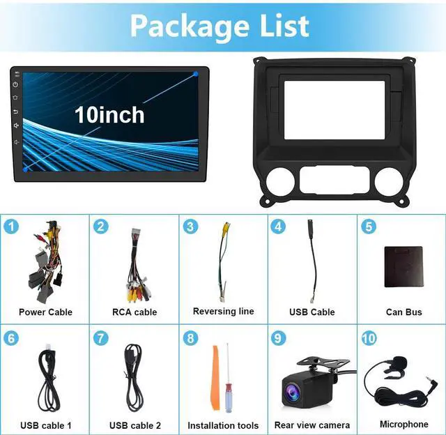 Alt view image 7 of 7 - litillbuly Android 13 Car Radio Stereo for Chevrolet Silverado GMC Sierra Yukon with Built-in Wireless CarPlay & Android Auto,Bluetooth,FM,Backup Camera,GPS,2+64G