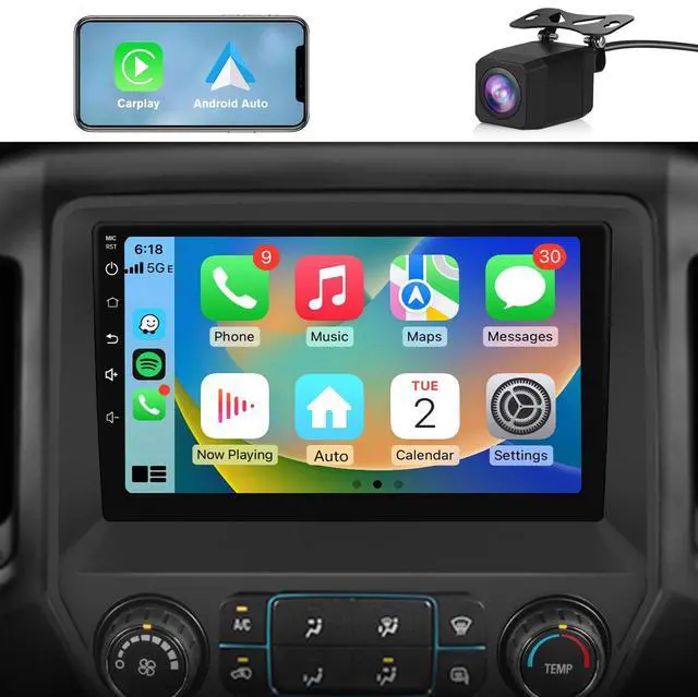 Main image of litillbuly Android 13 Car Radio Stereo for Chevrolet Silverado GMC Sierra Yukon with Built-in Wireless CarPlay & Android Auto,Bluetooth,FM,Backup Camera,GPS,2+64G
