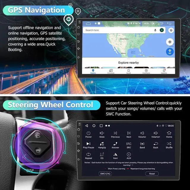 Alt view image 4 of 7 - litillbuly Android 13 Car Radio Stereo for Chevrolet Silverado GMC Sierra Yukon with Built-in Wireless CarPlay & Android Auto,Bluetooth,FM,Backup Camera,GPS,2+64G