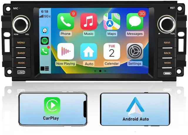 Main image of litillbuly Andriod 13 Car Radio Stereo for Jeep Wrangler/Unlimited /Chrysler Sebring / Dodge Grand Caravan Built in Carplay&Android Auto SWC BT AM/FM 2G+64G