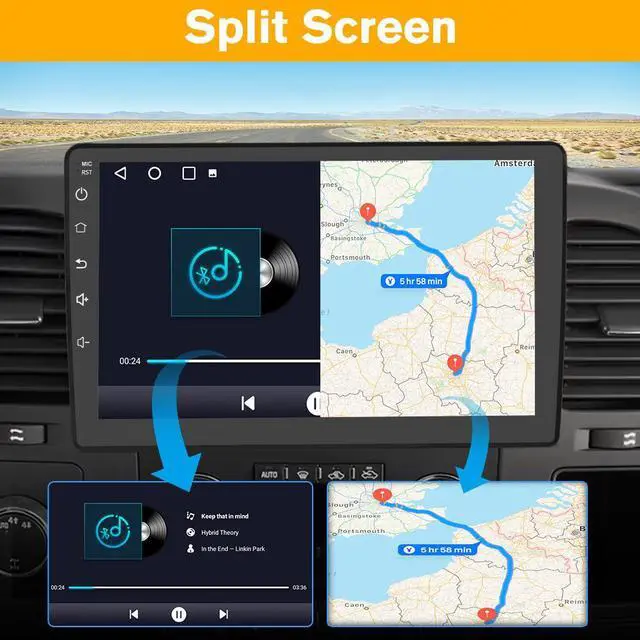 Alt view image 6 of 7 - litillbuly 10'' Car Radio Stereo 2+64G Android 13 for Chevy Silverado 2007-2013/ Chevrolet Impala GMC Sierra Yukon with Wireless CarPlay & Android Auto,Bluetooth,GPS,Reverse Camera