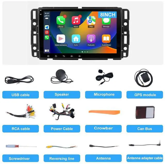Alt view image 7 of 7 - litillbuly 8 Inch Touch Screen Car Radio Stereo for GMC Sierra Yukon Chevrolet Buick Chevy Silverado,Android 13 [2G+32G] Stereo with GPS WiFi SWC Wireless Apple CarPlay Android Auto Backup Camera