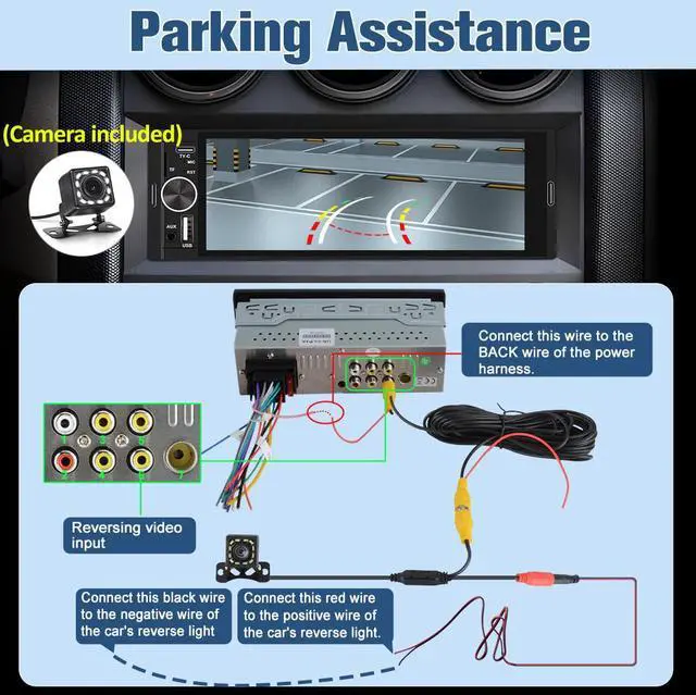 Alt view image 6 of 7 - litillbuly 6.36'' Single DIN Car Radio Stereo with Wireless CarPlay & Android Auto HD IPS Touchscreen Radio Support Type-C Charging/USB/Mirror Link/Microphone/Bluetooth/FM/Reverse Camera