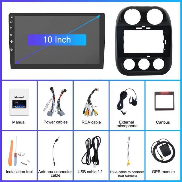 Alt view image 7 of 7 - litillbuly 10.1 Inch Car Radio for Jeep Patriot Compass 2010-2016 Android 13 Car Stereo 2GB+64GB CarPlay Android Auto GPS BT WiFi USB GPS FM with Reverse Camera