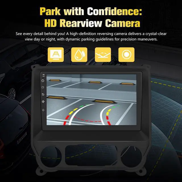 Alt view image 6 of 7 - litillbuly Car Stereo for Chevy Silverado GMC Sierra 2014-2018,10 inch Touch Screen Android 13 2GB+64GB Car Radio with CarPlay/Android Auto/BT/GPS/FM Support Steering Wheel Controls,Backup Camera