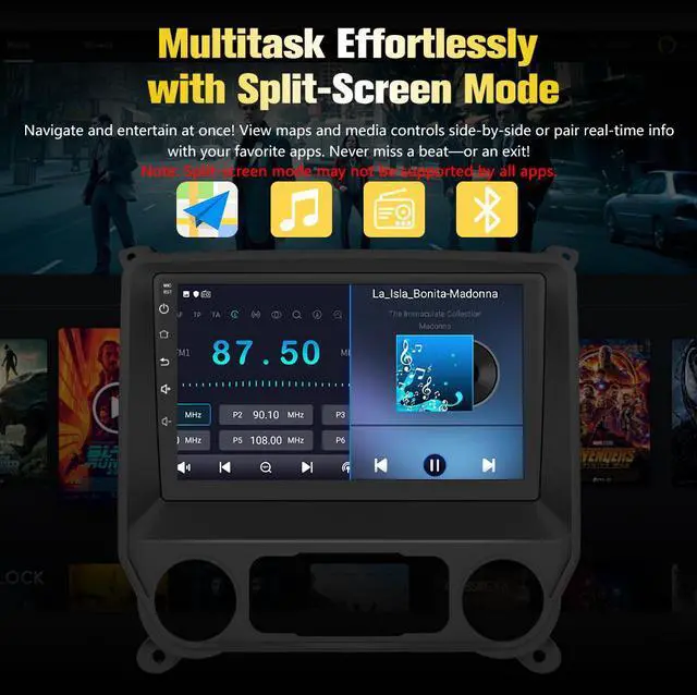 Alt view image 5 of 7 - litillbuly Car Stereo for Chevy Silverado GMC Sierra 2014-2018,10 inch Touch Screen Android 13 2GB+64GB Car Radio with CarPlay/Android Auto/BT/GPS/FM Support Steering Wheel Controls,Backup Camera