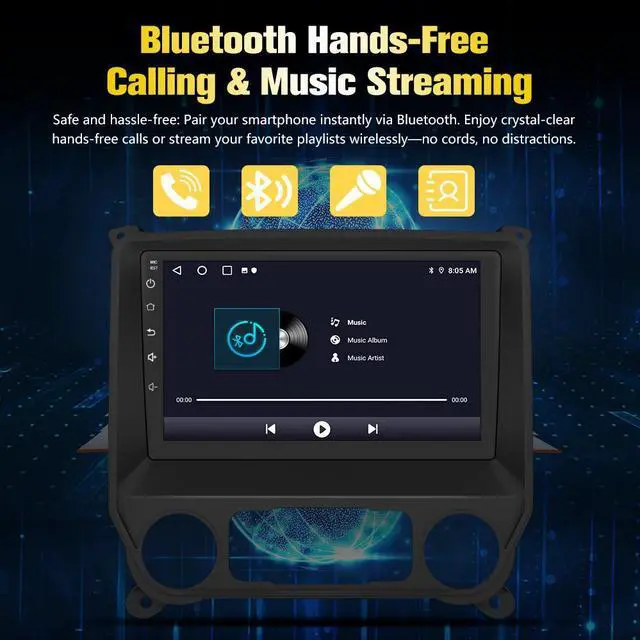 Alt view image 3 of 7 - litillbuly Car Stereo for Chevy Silverado GMC Sierra 2014-2018,10 inch Touch Screen Android 13 2GB+32GB Car Radio with CarPlay/Android Auto/BT/GPS/FM Support Steering Wheel Controls,Backup Camera