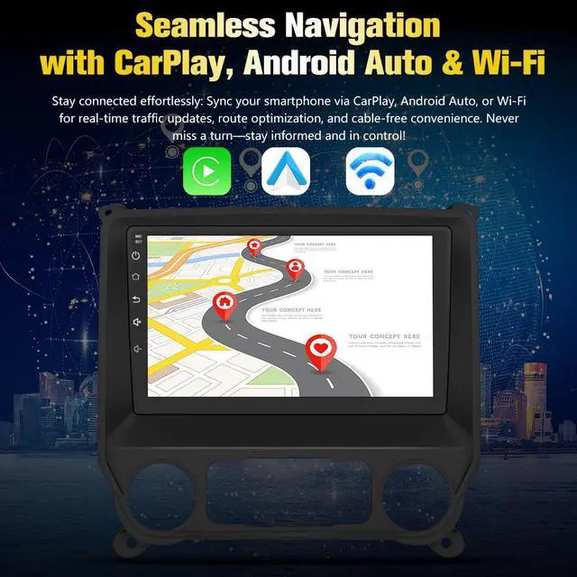 Alt view image 2 of 7 - litillbuly Car Stereo for Chevy Silverado GMC Sierra 2014-2018,10 inch Touch Screen Android 13 2GB+32GB Car Radio with CarPlay/Android Auto/BT/GPS/FM Support Steering Wheel Controls,Backup Camera