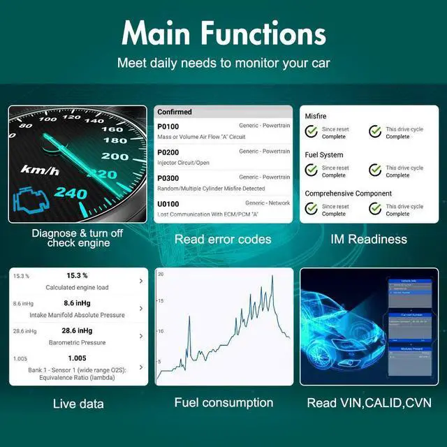 Alt view image 2 of 7 - litillbuly OBD 2 Scanner Reader Bluetooth Wireless Auto Diagnostic Scan Tool for iOS & Android for Performance Test,Car Check Engine Car Code Reader for Universal OBD2 Vehicles
