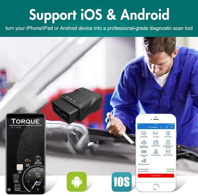 Alt view image 4 of 7 - litillbuly OBD 2 Scanner Reader Bluetooth Wireless Auto Diagnostic Scan Tool for iOS & Android for Performance Test,Car Check Engine Car Code Reader for Universal OBD2 Vehicles