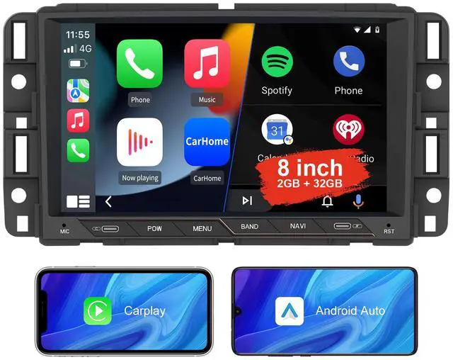 Main image of litillbuly Car Radio Stereo 8 inch Touch Screen with Type interface for Chevy Silverado GMC Sierra Yukon Buick Android 13 Support Wireless CarPlay & Android Auto