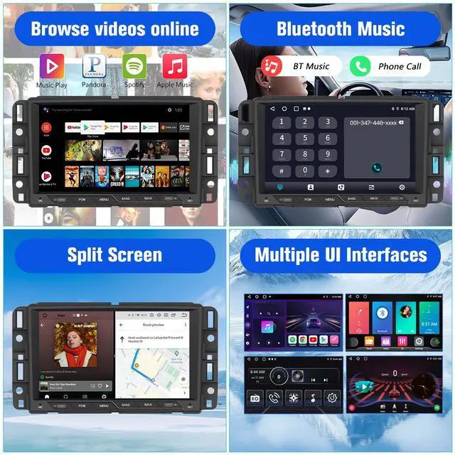 Alt view image 6 of 7 - litillbuly Car Radio Stereo 8 inch Touch Screen with Type interface for Chevy Silverado GMC Sierra Yukon Buick Android 13 Support Wireless CarPlay & Android Auto