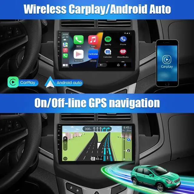 Alt view image 3 of 7 - litillbuly Car Stereo for Chevy Aveo Sonic 2011-2015, Android 13 9 inch Touch Screen Car Radio with Wireless CarPlay Android Auto Bluetooth WiFi GPS FM RDS SWC Backup Camera [2GB+32GB]