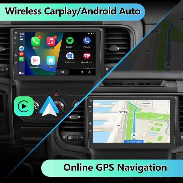 Alt view image 6 of 7 - litillbuly Car Stereo Radio for Dodge RAM 1500 2500 3500 2013 2014 2015 2016 2017 2018, Android 13 2G+64G 9 inch IPS Touch Screen Wireless CarPlay/Android Auto Bluetooth WiFi