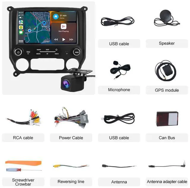 Alt view image 7 of 7 - litillbuly 4+64G Car Radio Stereo for Chevy Silverado GMC Sierra 2014-2018 Android 13 10 inch with Wireless CarPlay Android Auto Bluetooth GPS Navigation
