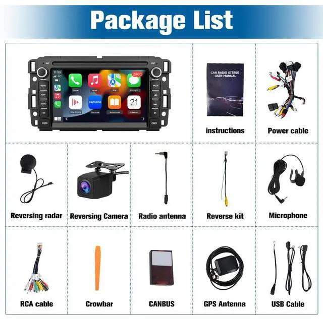 Alt view image 7 of 7 - litillbuly Car Stereo Radio for Chevrolet Chevy Silverado Tahoe GMC Sierra Yukon, Android 13 with CarPlay Android Auto Bluetooth GPS Touch Screen Head Unit, 7 Inch IPS Screen 2GB + 64G Backup Camera