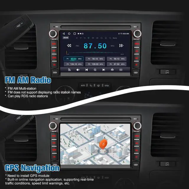 Alt view image 4 of 7 - litillbuly Car Stereo Radio for Chevrolet Chevy Silverado Tahoe GMC Sierra Yukon, Android 13 with CarPlay Android Auto Bluetooth GPS Touch Screen Head Unit, 7 Inch IPS Screen 2GB + 64G Backup Camera