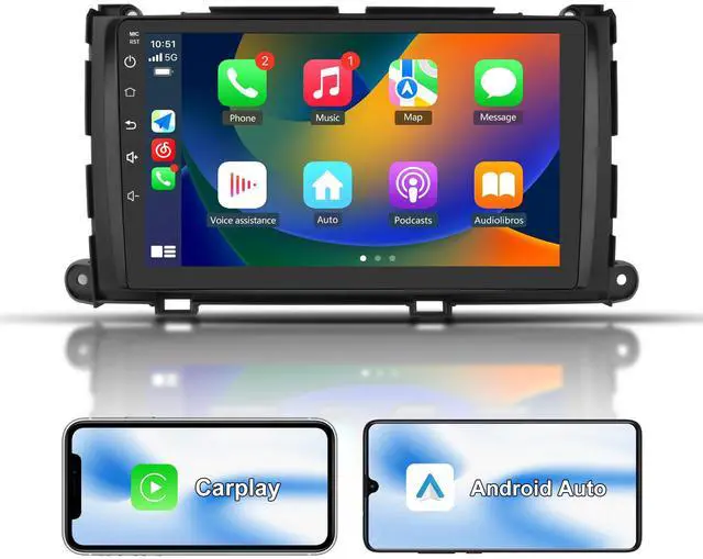 Main image of litillbuly Android 13 Car Radio for Toyota Sienna 2011 2012 2013 2014 with Wireless CarPlay Android Auto, 9 inch IPS Touch Screen Car Stereo with Bluetooth FM GPS WiFi SWC-2G+32G