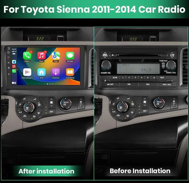 Alt view image 2 of 7 - litillbuly Android 13 Car Radio for Toyota Sienna 2011 2012 2013 2014 with Wireless CarPlay Android Auto, 9 inch IPS Touch Screen Car Stereo with Bluetooth FM GPS WiFi SWC-2G+32G