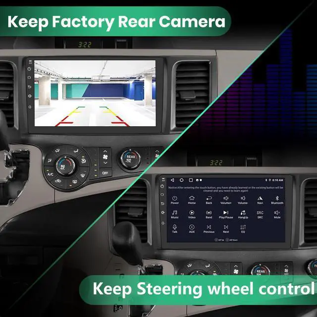 Alt view image 4 of 7 - litillbuly Android 13 Car Radio for Toyota Sienna 2011 2012 2013 2014 with Wireless CarPlay Android Auto, 9 inch IPS Touch Screen Car Stereo with Bluetooth FM GPS WiFi SWC-2G+32G