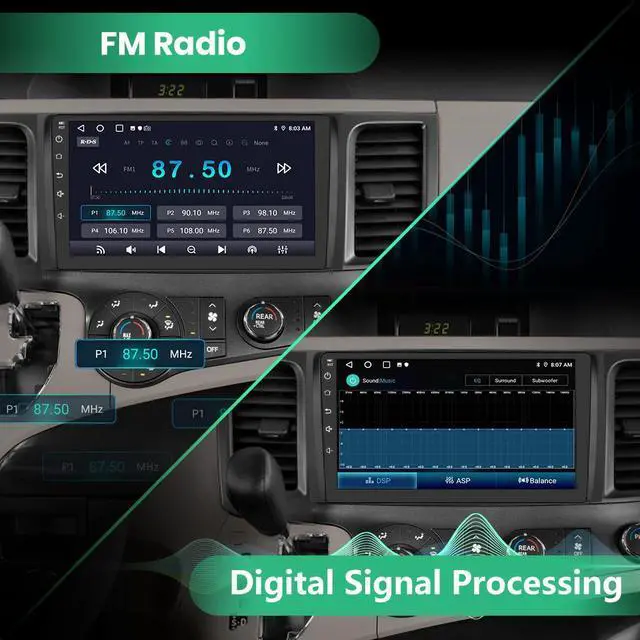 Alt view image 3 of 7 - litillbuly Android 13 Car Radio for Toyota Sienna 2011 2012 2013 2014 with Wireless CarPlay Android Auto, 9 inch IPS Touch Screen Car Stereo with Bluetooth FM GPS WiFi SWC-2G+32G