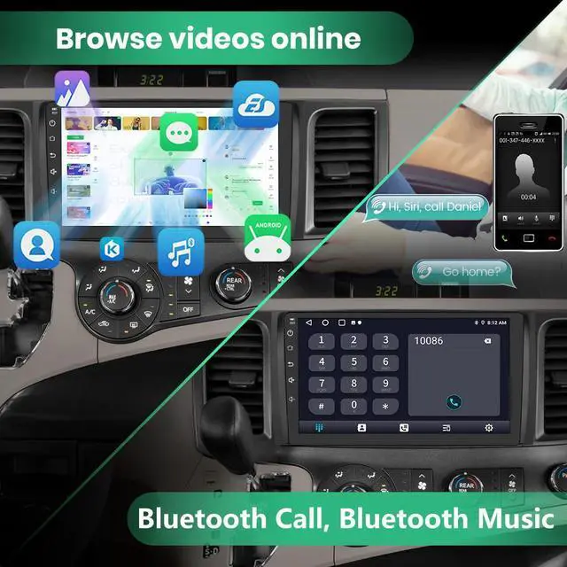 Alt view image 6 of 7 - litillbuly Android 13 Car Radio for Toyota Sienna 2011 2012 2013 2014 with Wireless CarPlay Android Auto, 9 inch IPS Touch Screen Car Stereo with Bluetooth FM GPS WiFi SWC-2G+32G