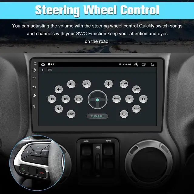 Alt view image 5 of 6 - litillbuly for Jeep Wrangler JK Radio 2007-2016,[4G+64G] Android 13 Car Radio Stereo 10.1 Inch 1280*720 Touch Screen with Wireless CarPlay Android Auto GPS Backup Camera Bluetooth
