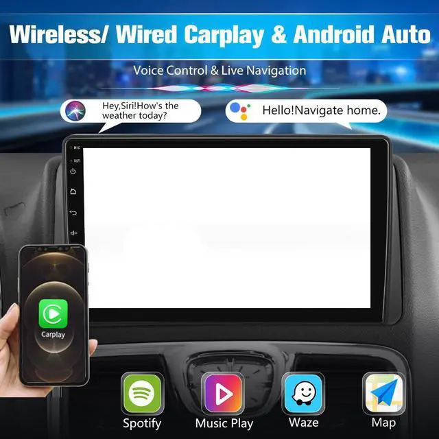Alt view image 2 of 7 - litillbuly Car Radio for Dodge Grand Caravan 2008-2020 Chrysler Town & Country 2011-2016 Grand Voyager 2013-2016 with Wireless CarPlay Android Auto, 2+32G 9inch Touchscreen Bluetooth FM GPS WiFi
