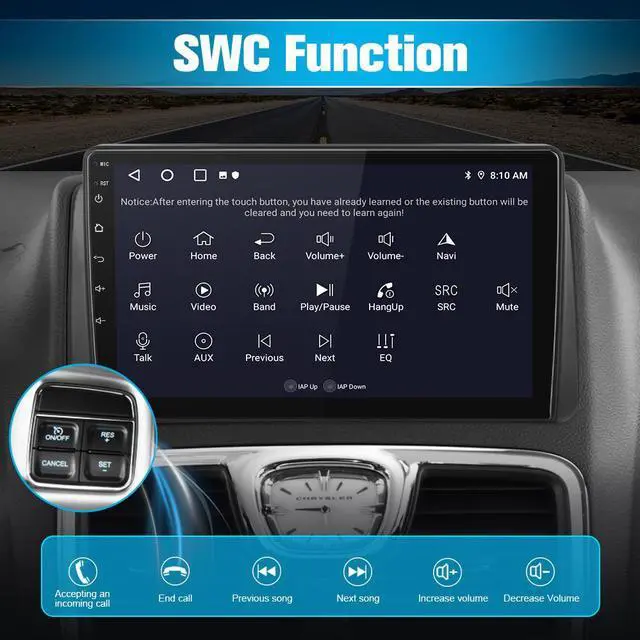 Alt view image 5 of 7 - litillbuly Car Radio for Dodge Grand Caravan 2008-2020 Chrysler Town & Country 2011-2016 Grand Voyager 2013-2016 with Wireless CarPlay Android Auto, 2+32G 9inch Touchscreen Bluetooth FM GPS WiFi