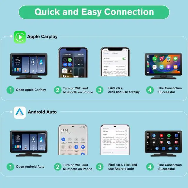 Alt view image 6 of 7 - litillbuly Carplay Screen 9-inch Wireless CarPlay & Android Auto Car Stereo Portable Touchscreen with Bluetooth, Mirror Link,4K Dash Cam,1080P Backup Camera,Bluetooth,GPS,FM