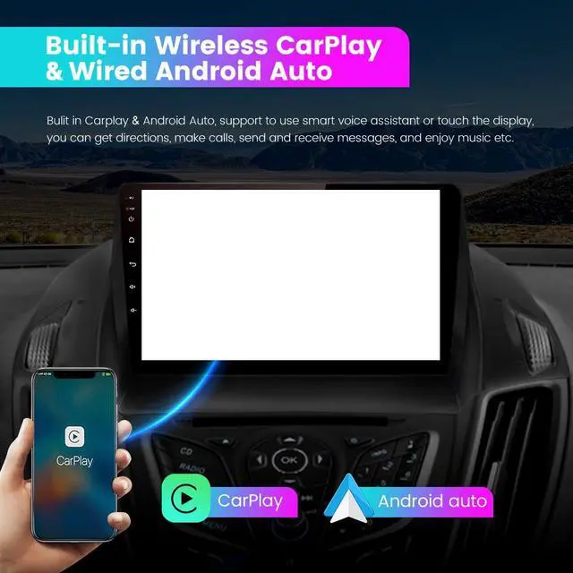 Alt view image 5 of 6 - litillbuly Car Radio for Ford Kuga Escape 2013-2016,Android 13 [2GB+32GB] 9 Inch Touch Screen with GPS/FM/WiFi/USB, Support SWC, Wireless CarPlay Android Auto