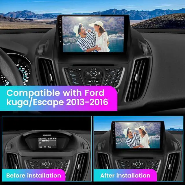 Alt view image 2 of 6 - litillbuly Car Radio for Ford Kuga Escape 2013-2016,Android 13 [2GB+32GB] 9 Inch Touch Screen with GPS/FM/WiFi/USB, Support SWC, Wireless CarPlay Android Auto