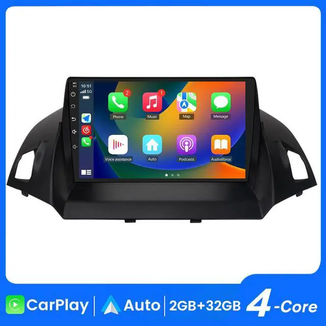 Main image of litillbuly Car Radio for Ford Kuga Escape 2013-2016,Android 13 [2GB+32GB] 9 Inch Touch Screen with GPS/FM/WiFi/USB, Support SWC, Wireless CarPlay Android Auto