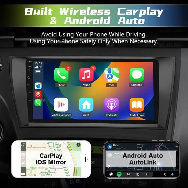 Alt view image 2 of 7 - litillbuly Car Radio Stereo for Toyota Prius 2003-2009 Android 13 Built in Carplay/Android Auto 2G RAM 32G ROM with WiFi GPS Navigation FM Bluetooth Backup Camera