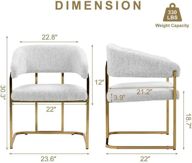 Alt view image 2 of 7 - BRTHORY Modern Dinning Chair Wide Upholstered Seat Dinner Room Chairs with Metal Non-Rusting Legs Accent Chairs for Living Room, Kitchen,Restaurant (Set of 1,White)