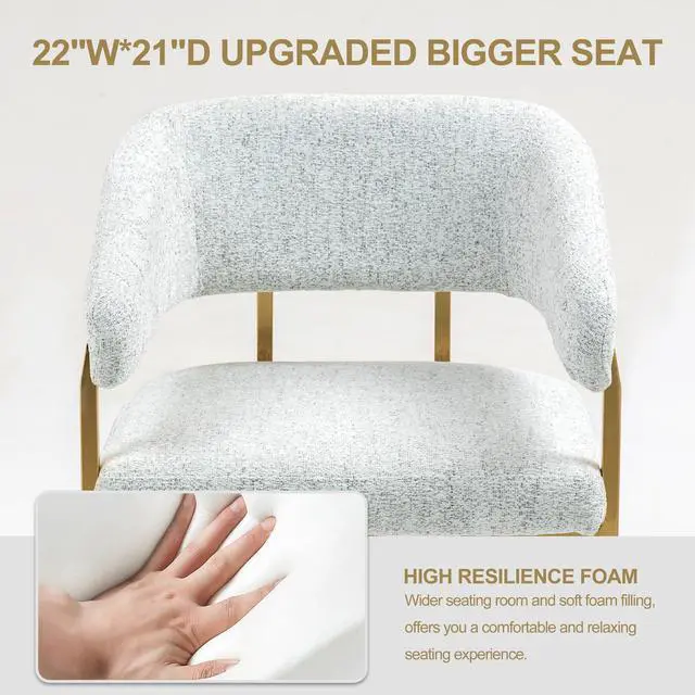 Alt view image 3 of 7 - BRTHORY Modern Dinning Chair Wide Upholstered Seat Dinner Room Chairs with Metal Non-Rusting Legs Accent Chairs for Living Room, Kitchen,Restaurant (Set of 1,White)