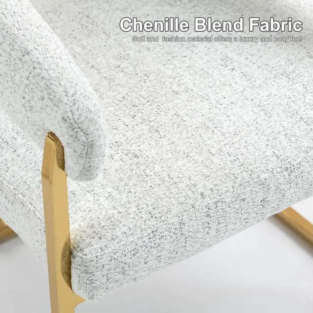 Alt view image 4 of 7 - BRTHORY Modern Dinning Chair Wide Upholstered Seat Dinner Room Chairs with Metal Non-Rusting Legs Accent Chairs for Living Room, Kitchen,Restaurant (Set of 1,White)