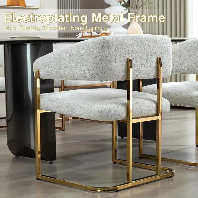 Alt view image 5 of 7 - BRTHORY Modern Dinning Chair Wide Upholstered Seat Dinner Room Chairs with Metal Non-Rusting Legs Accent Chairs for Living Room, Kitchen,Restaurant (Set of 1,White)