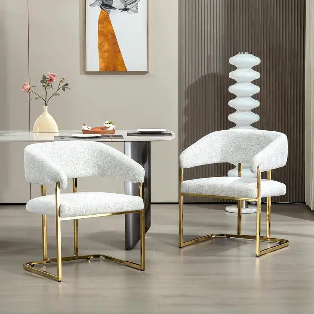 Alt view image 6 of 7 - BRTHORY Modern Dinning Chair Wide Upholstered Seat Dinner Room Chairs with Metal Non-Rusting Legs Accent Chairs for Living Room, Kitchen,Restaurant (Set of 1,White)