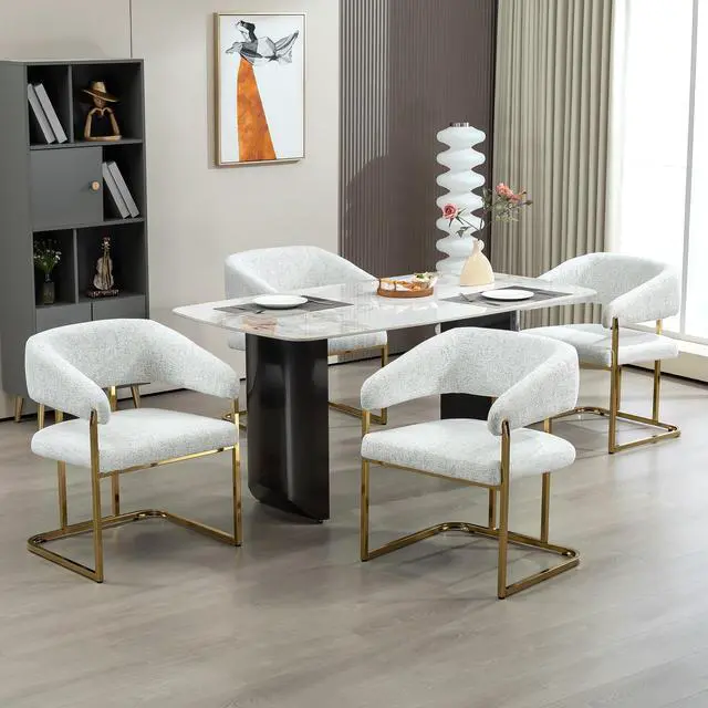 Alt view image 7 of 7 - BRTHORY Modern Dinning Chair Wide Upholstered Seat Dinner Room Chairs with Metal Non-Rusting Legs Accent Chairs for Living Room, Kitchen,Restaurant (Set of 1,White)